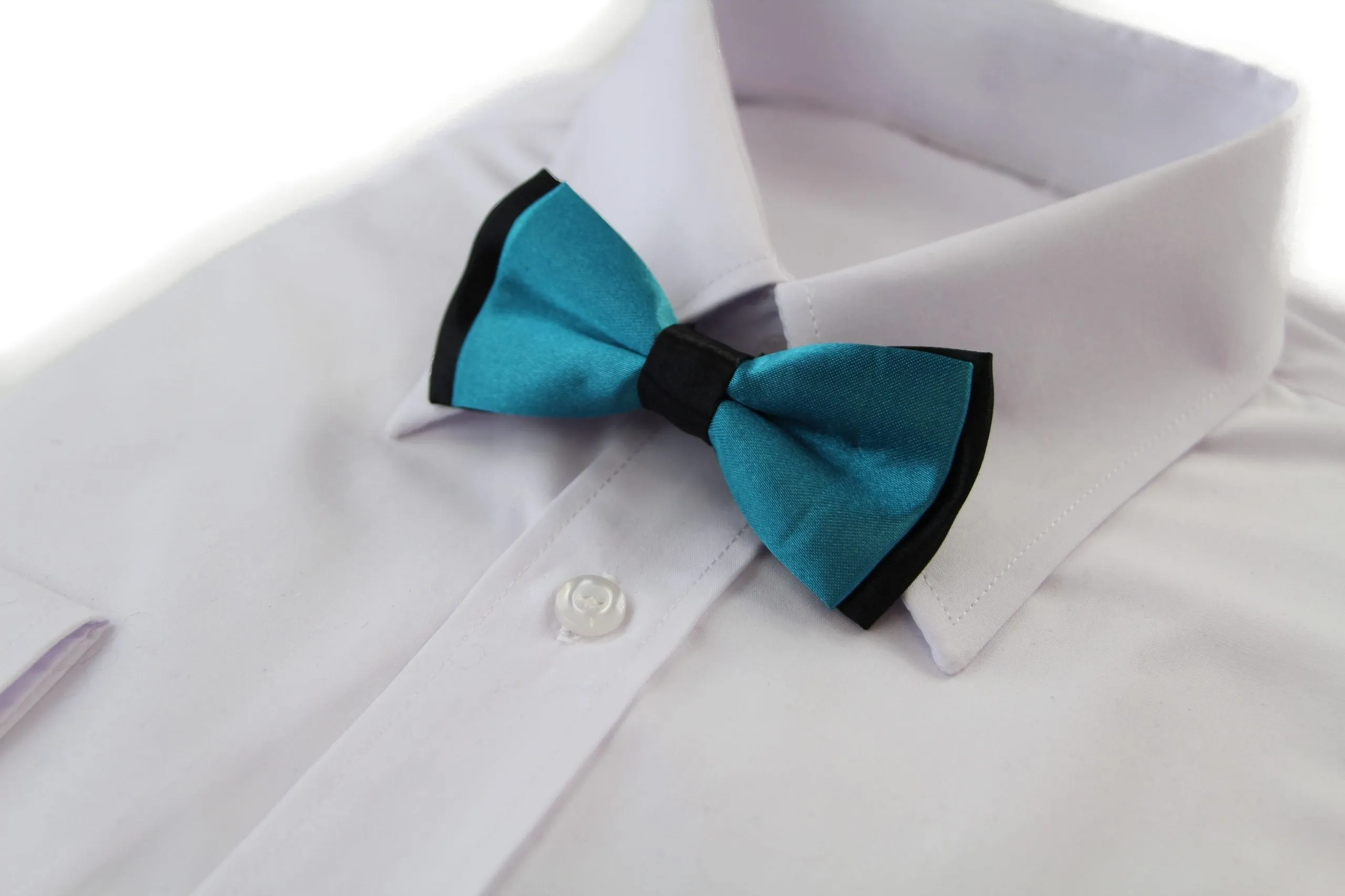 Boys Teal Two Tone Layer Bow Tie