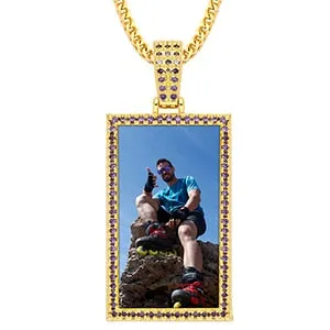 Brand New Custom Made Rectangle Photo Medallion Necklace