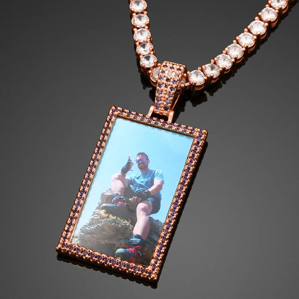 Brand New Custom Made Rectangle Photo Medallion Necklace