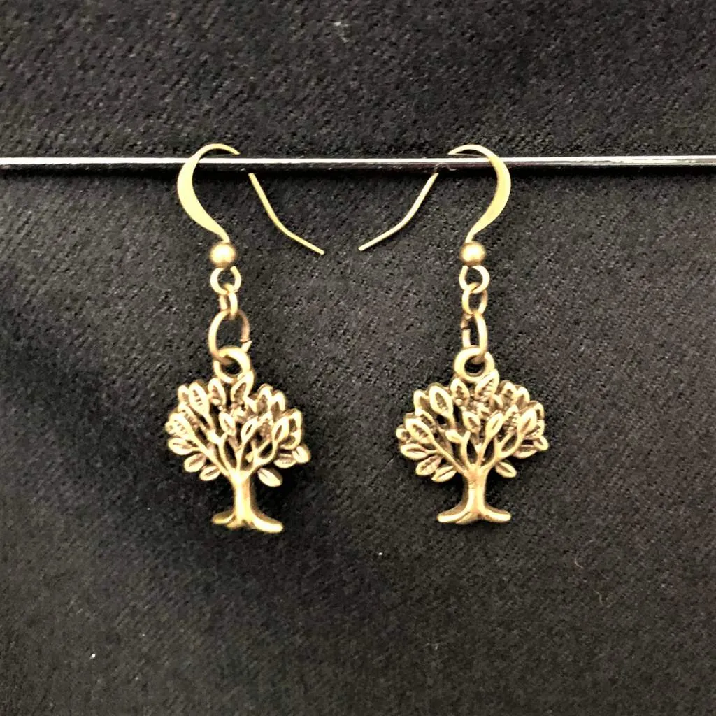 Brass Tree of Life Dangle Earrings