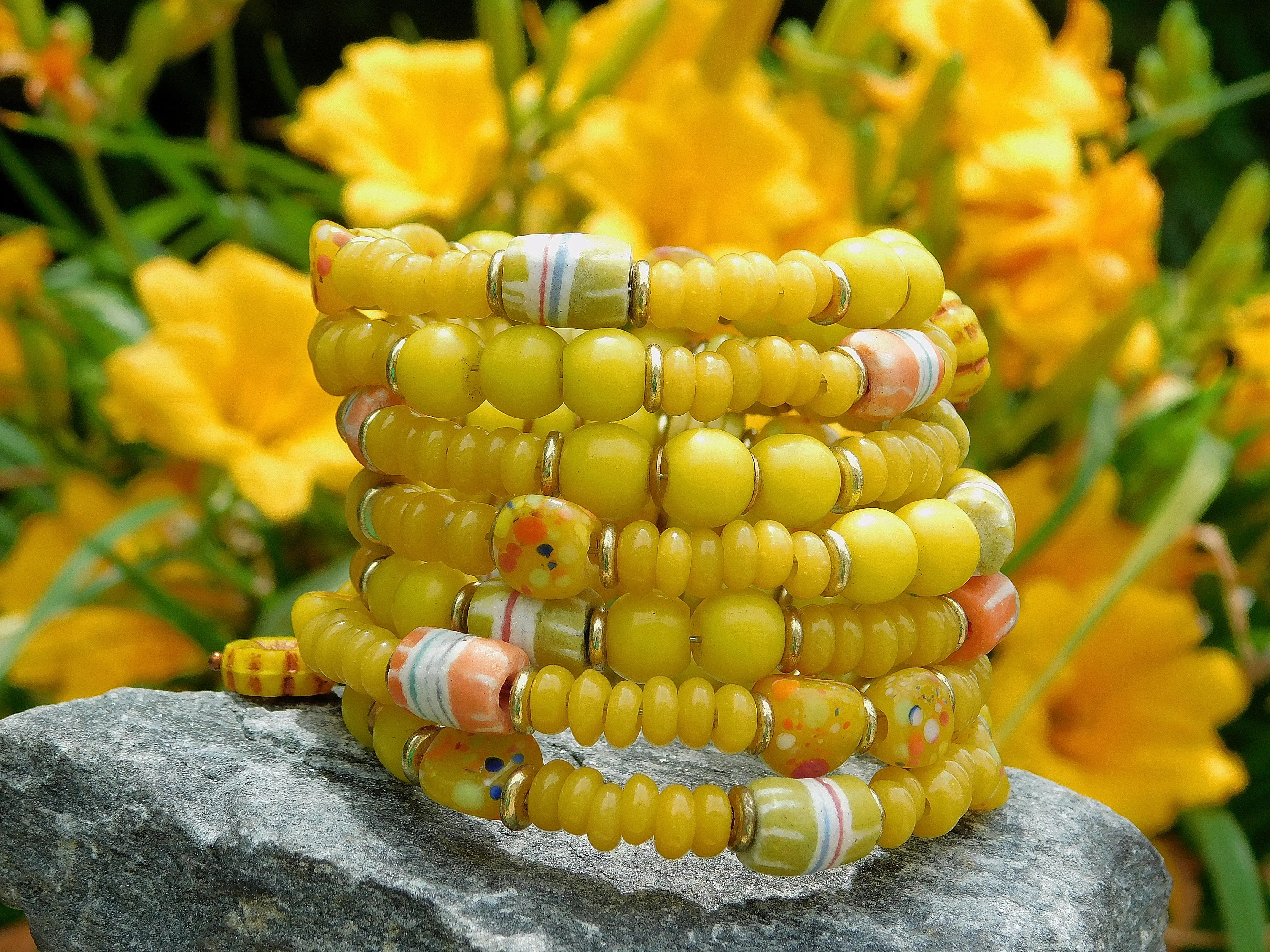 Bright Yellow Olombo Padre Bead Bangle