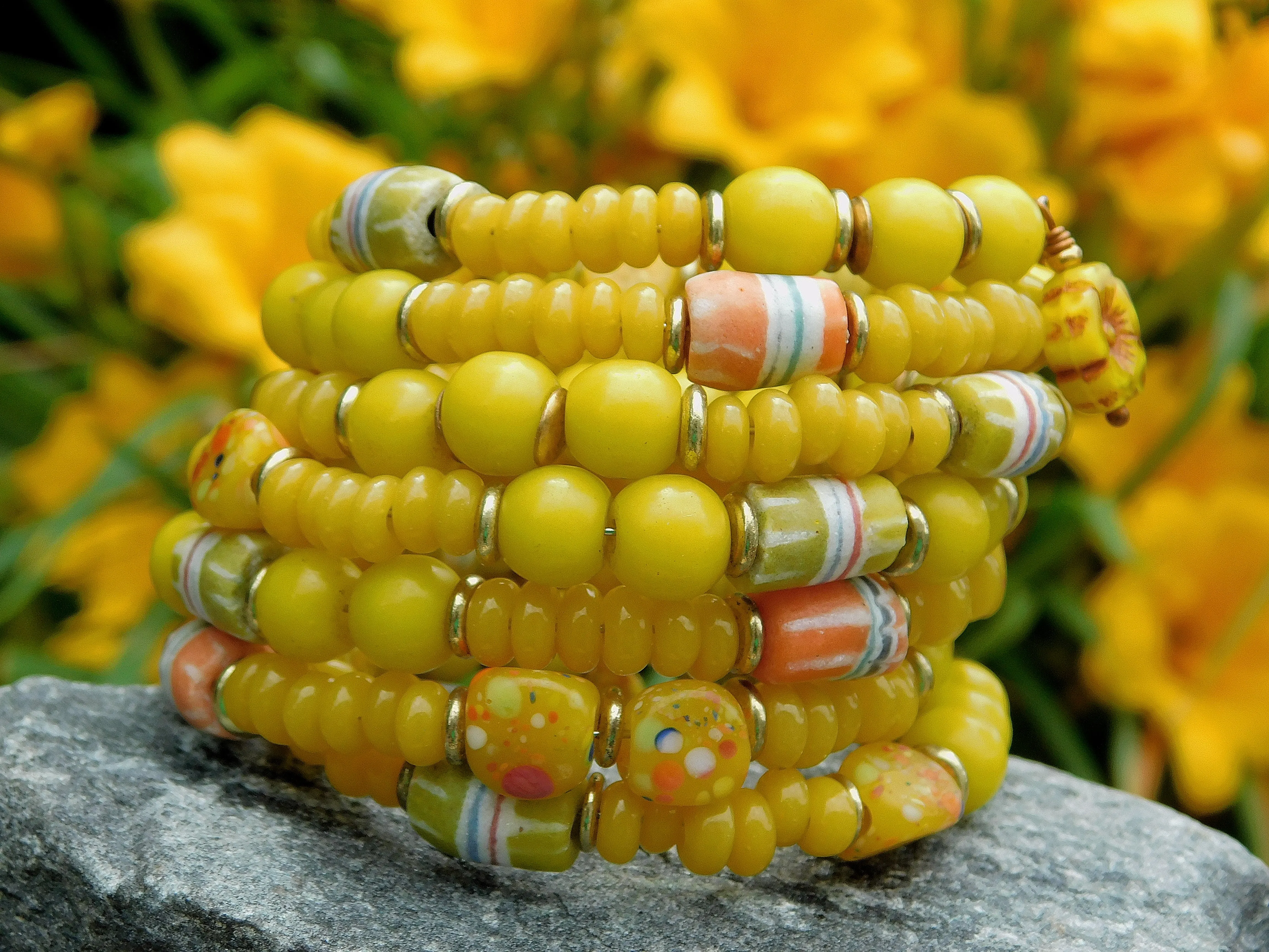 Bright Yellow Olombo Padre Bead Bangle