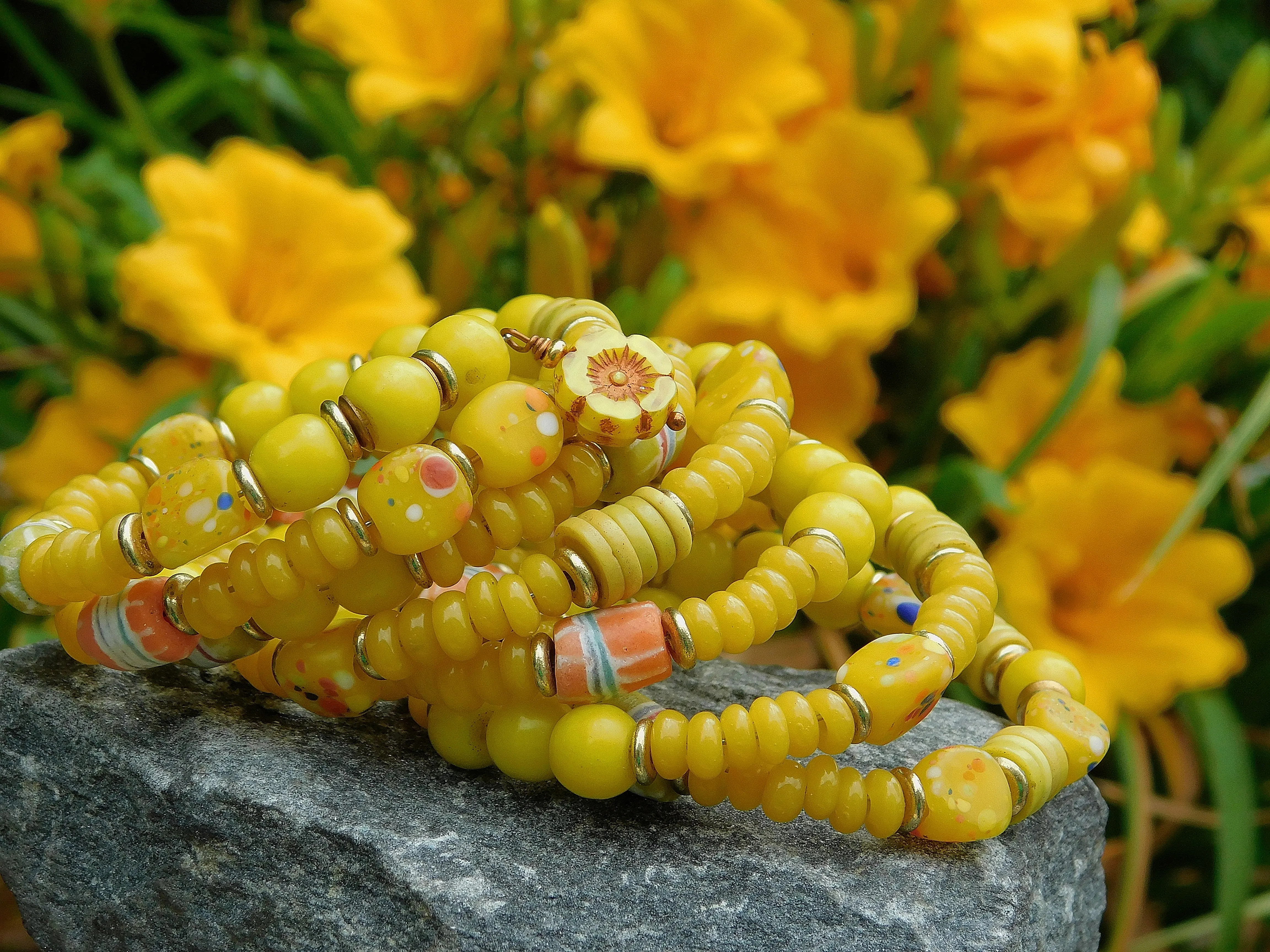 Bright Yellow Olombo Padre Bead Bangle