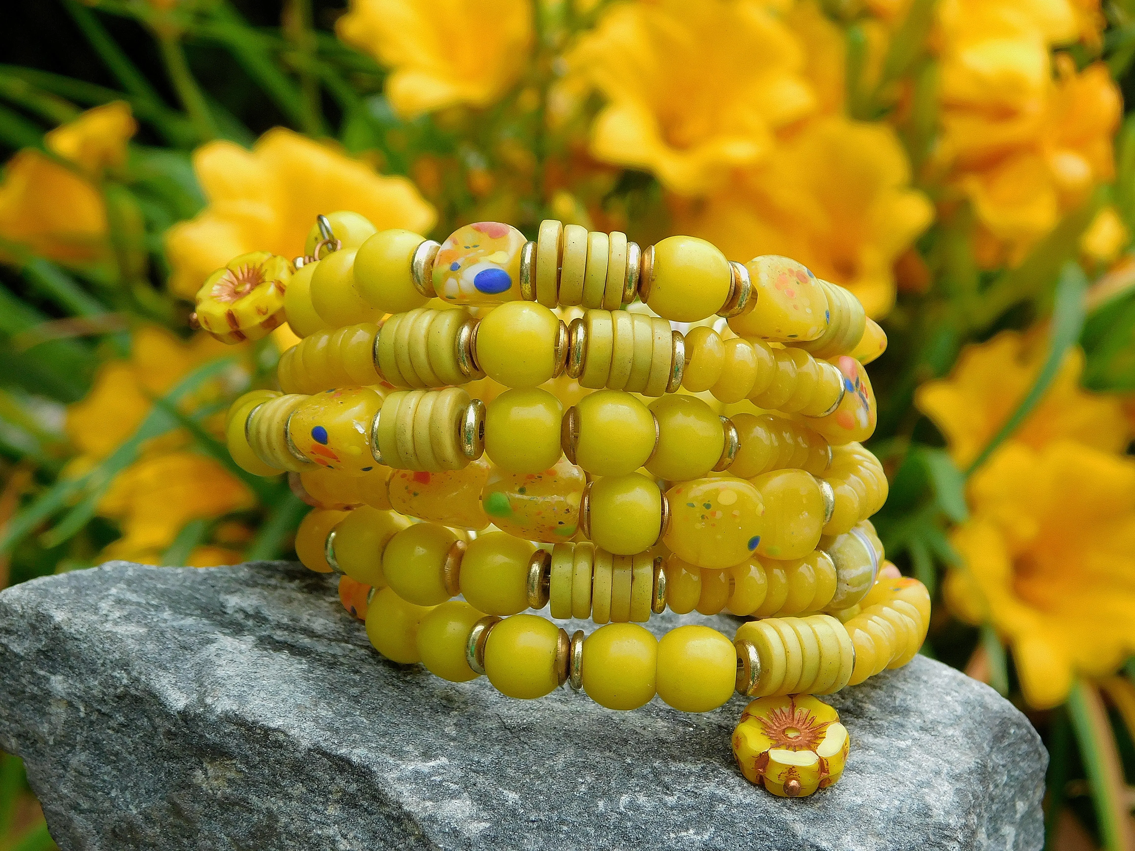 Bright Yellow Olombo Padre Bead Bangle