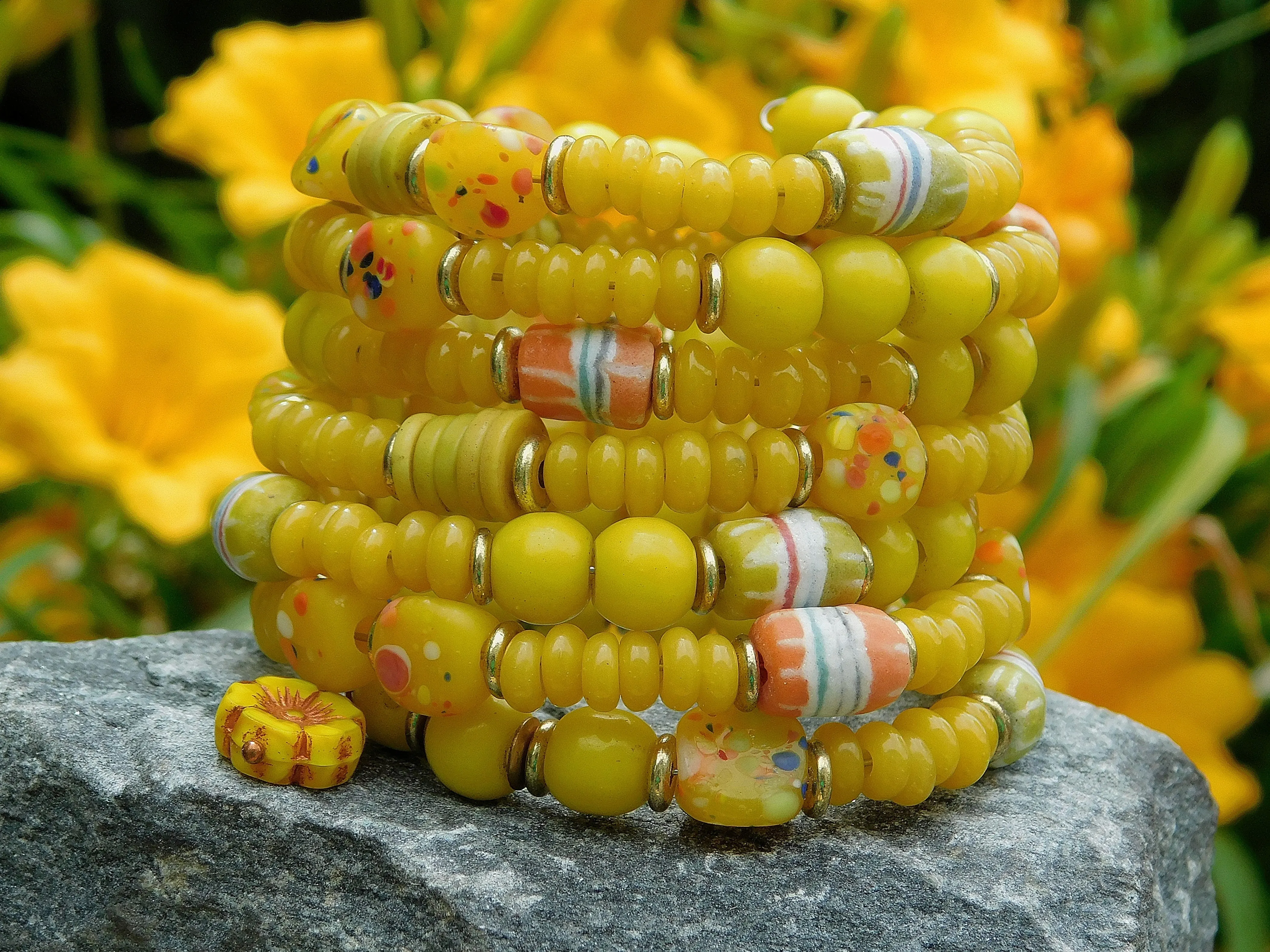 Bright Yellow Olombo Padre Bead Bangle