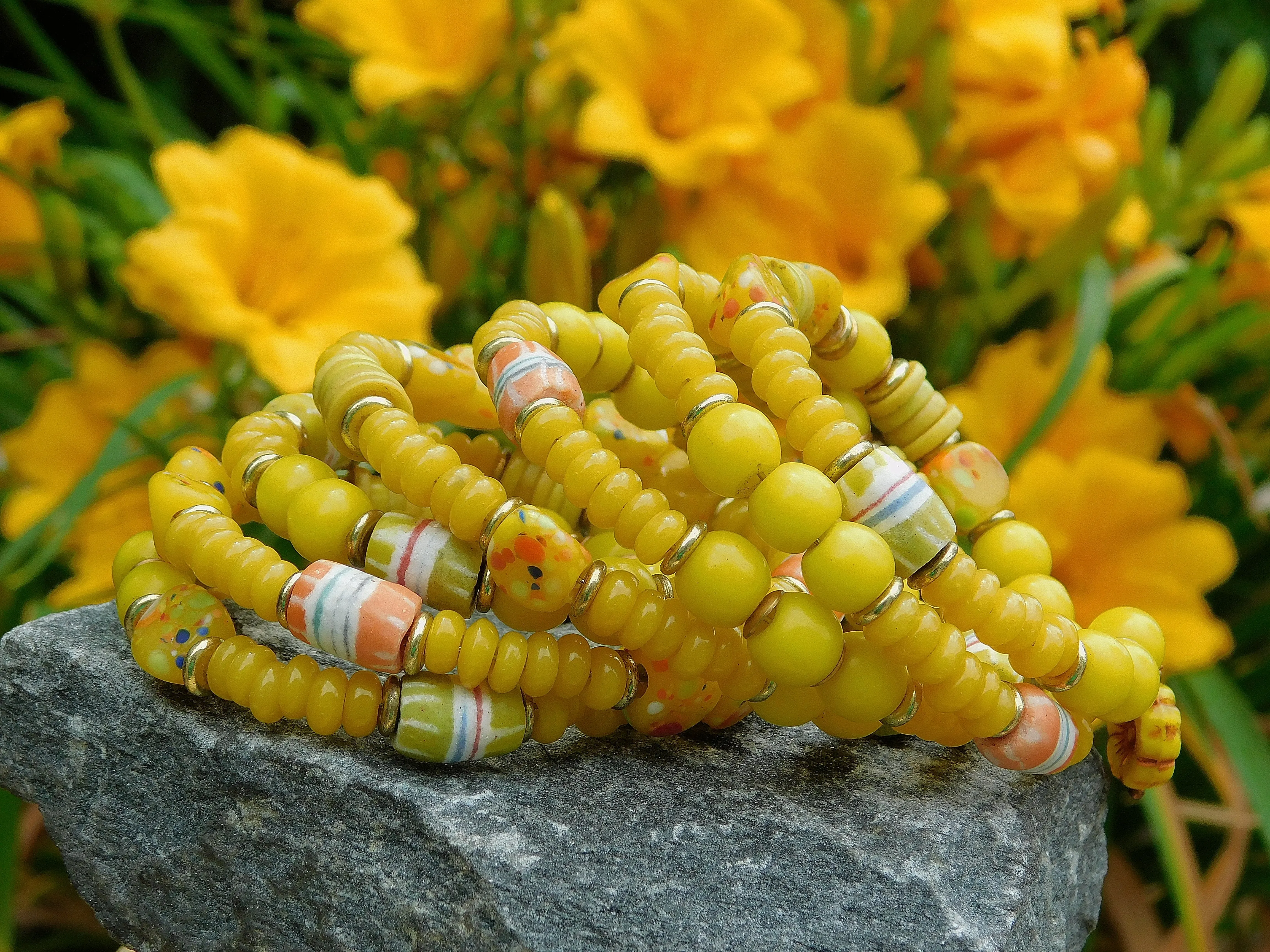 Bright Yellow Olombo Padre Bead Bangle