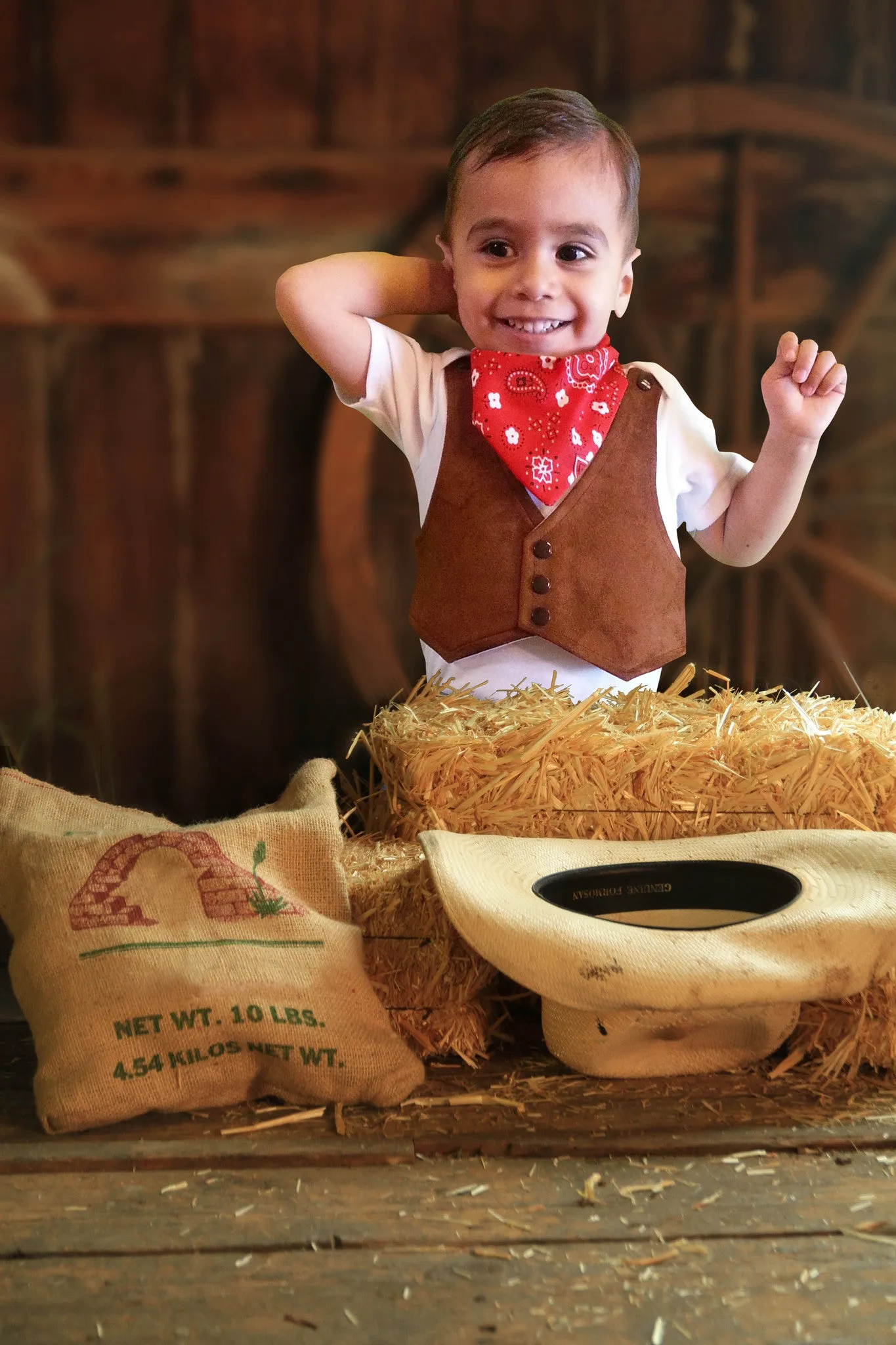 Brown Suede Baby Vest - Baby Cowboy Vest - Baby Boy Cowboy Theme - Baby Boy Birthday Vest - Baby Vest Bodysuit