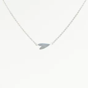 Brushed Silver Horizontal Heart Necklace