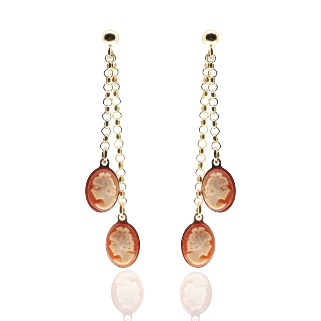 Cameo Double Dangle Earrings