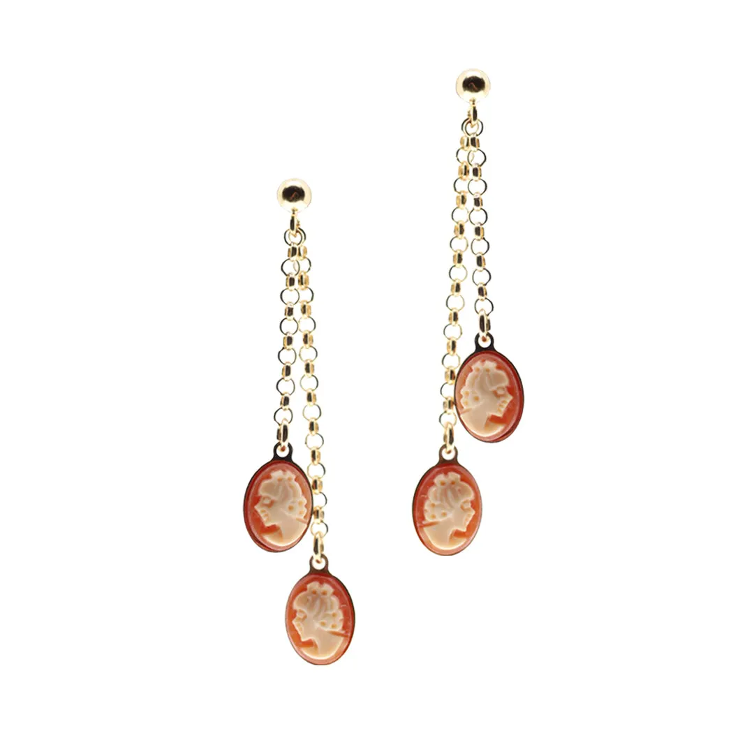 Cameo Double Dangle Earrings