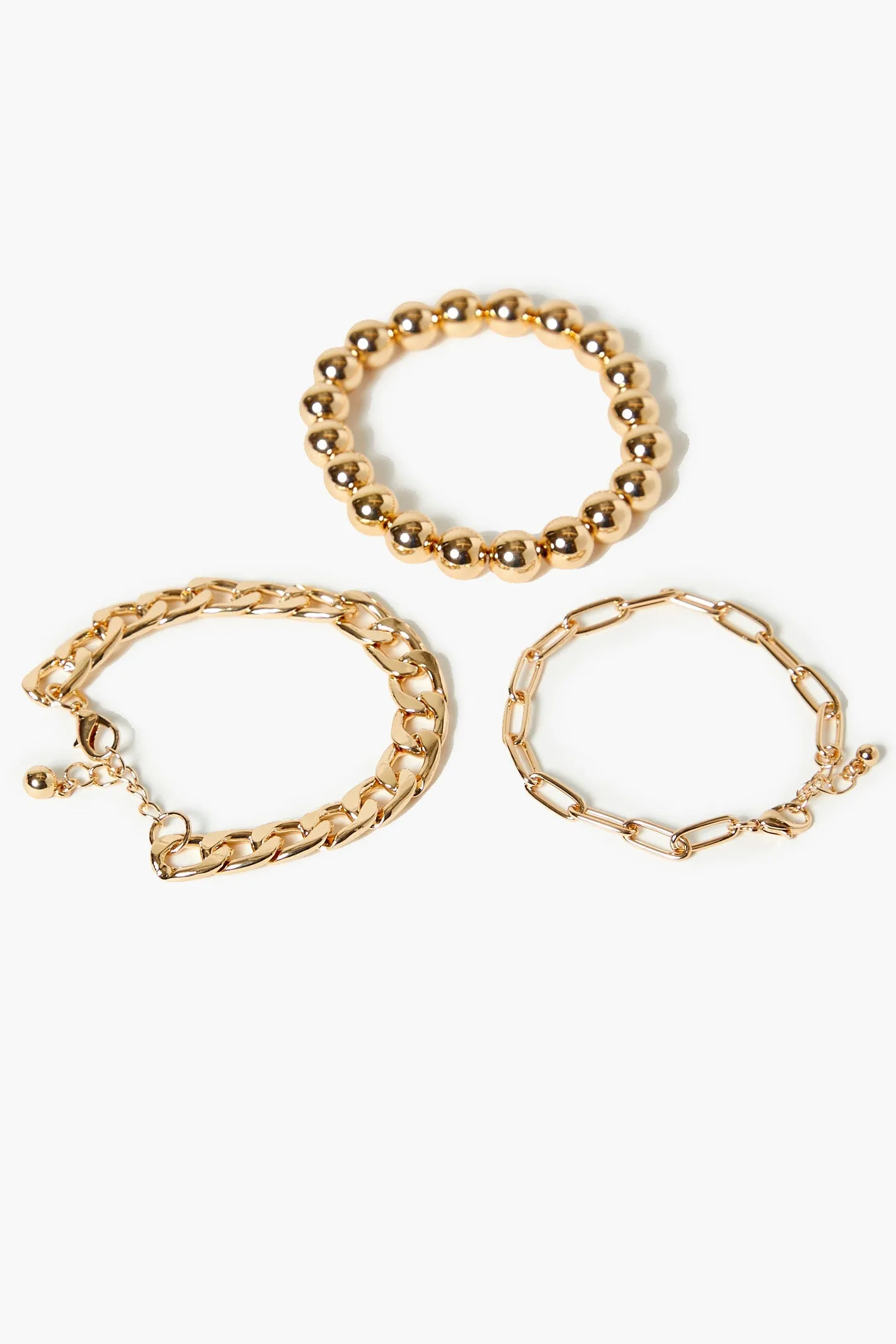 Chunky Curb Chain & Beaded Bracelet Set