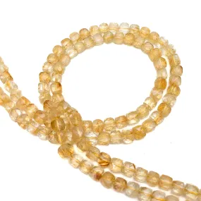 Citrine 6mm Faceted Cubes Bead Strand