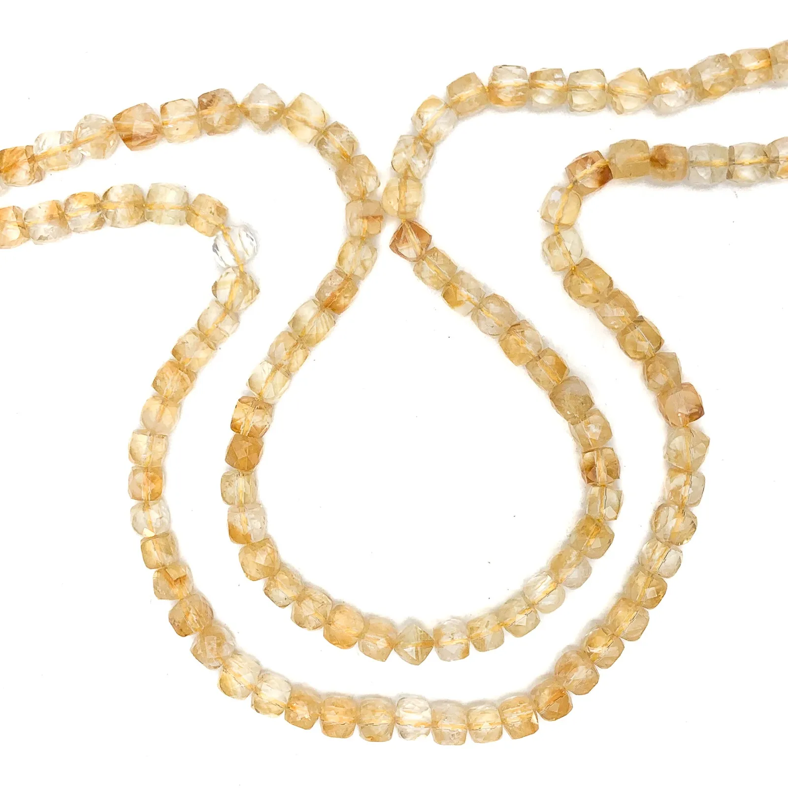 Citrine 6mm Faceted Cubes Bead Strand