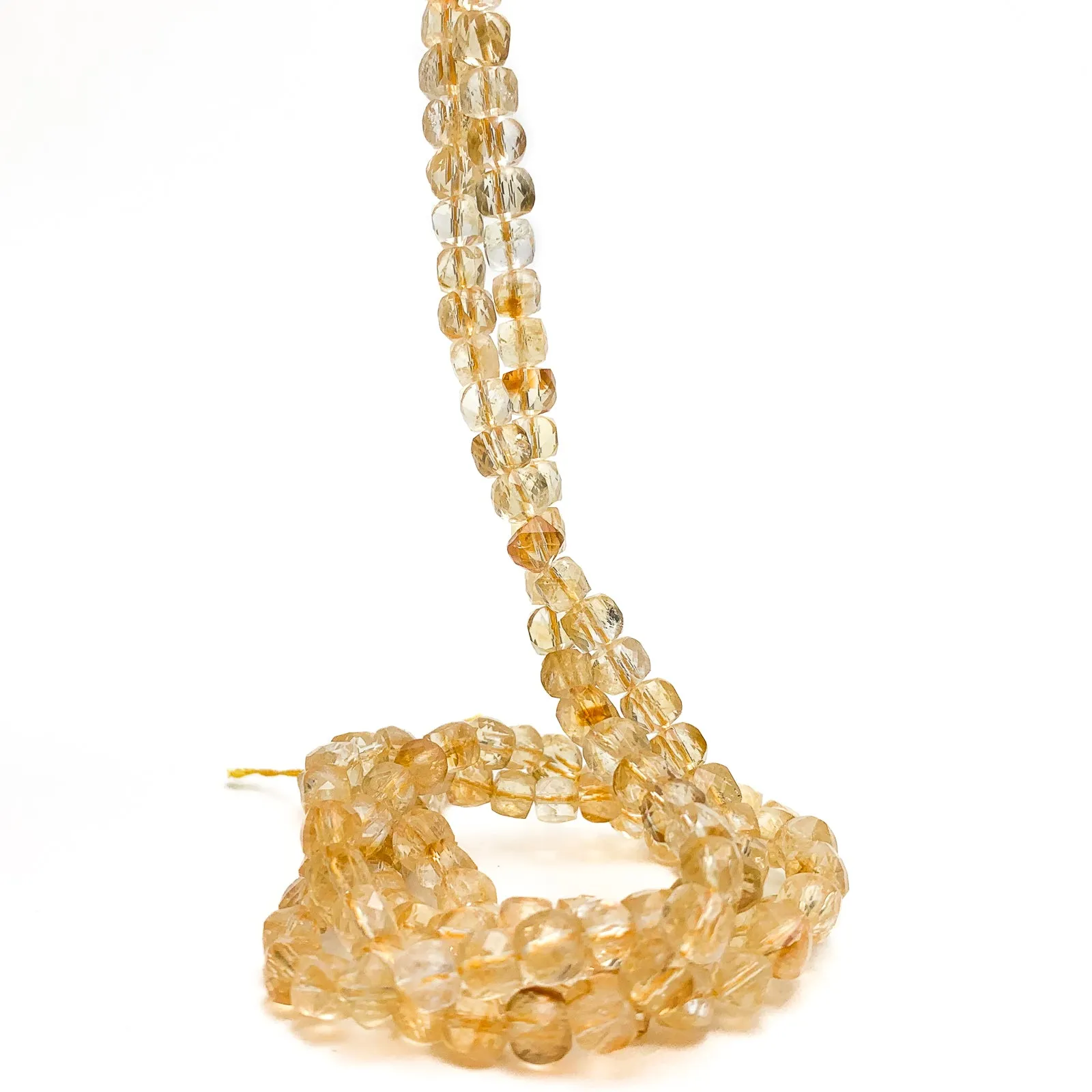 Citrine 6mm Faceted Cubes Bead Strand