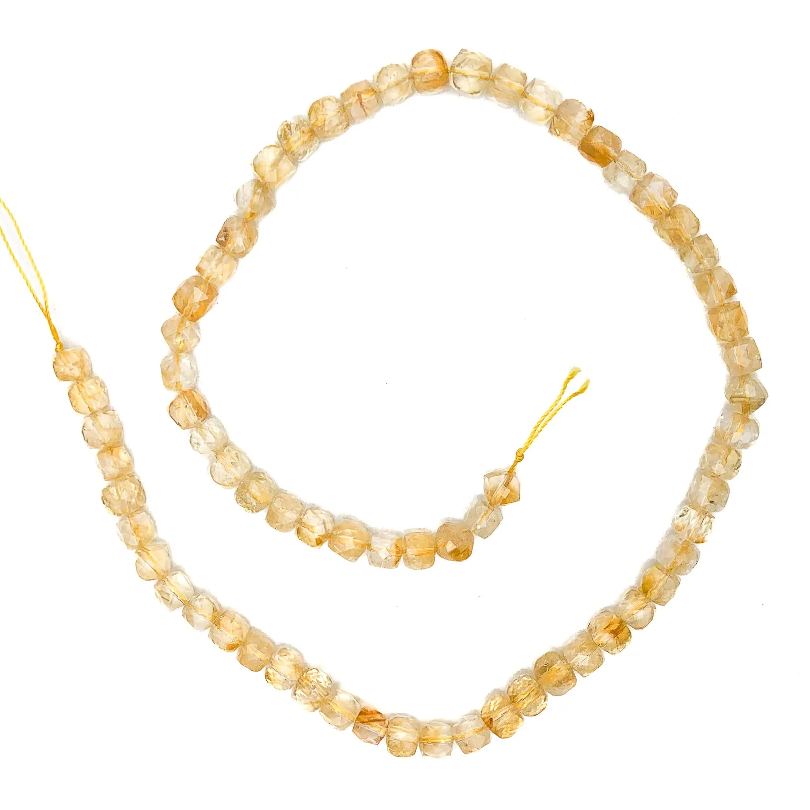 Citrine 6mm Faceted Cubes Bead Strand