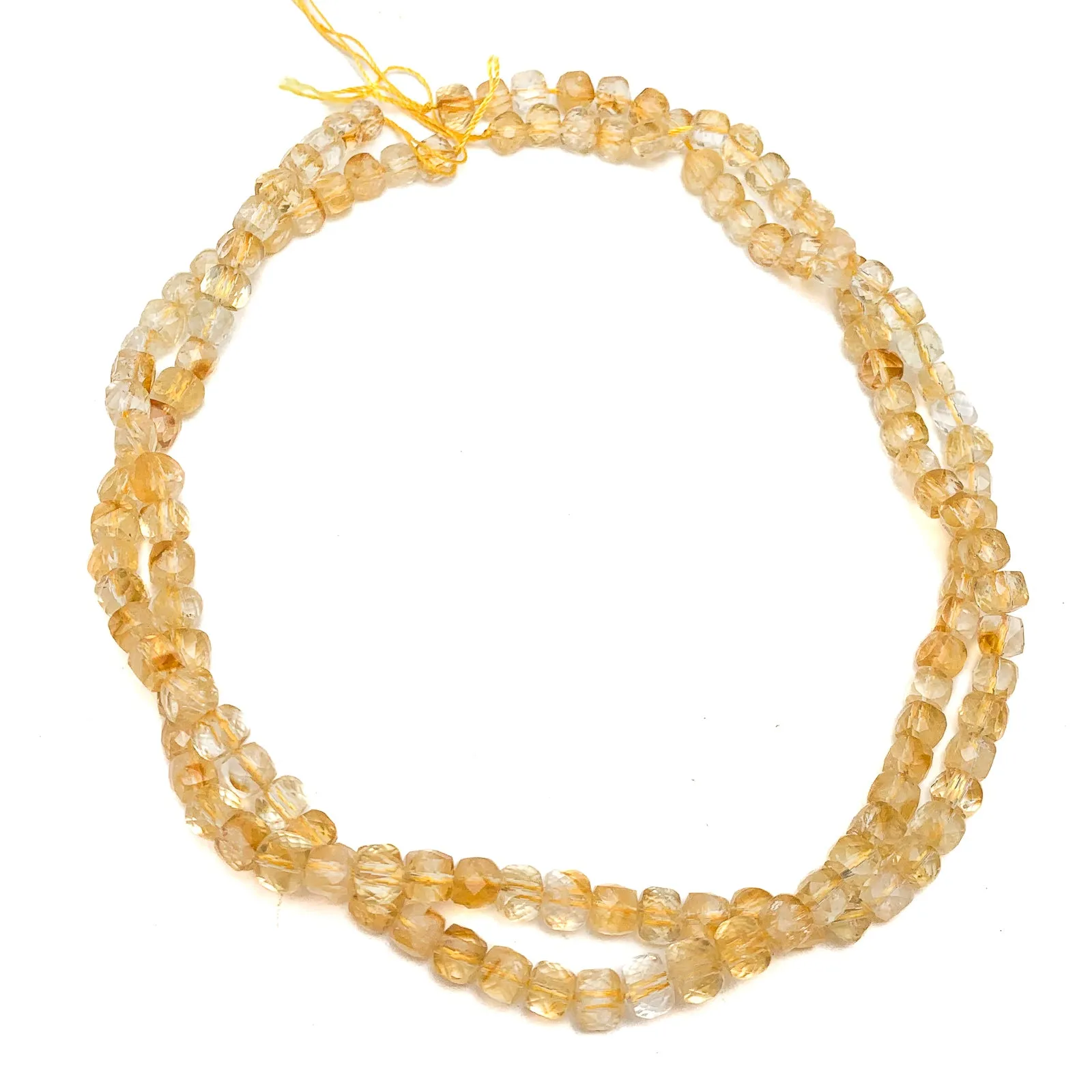 Citrine 6mm Faceted Cubes Bead Strand