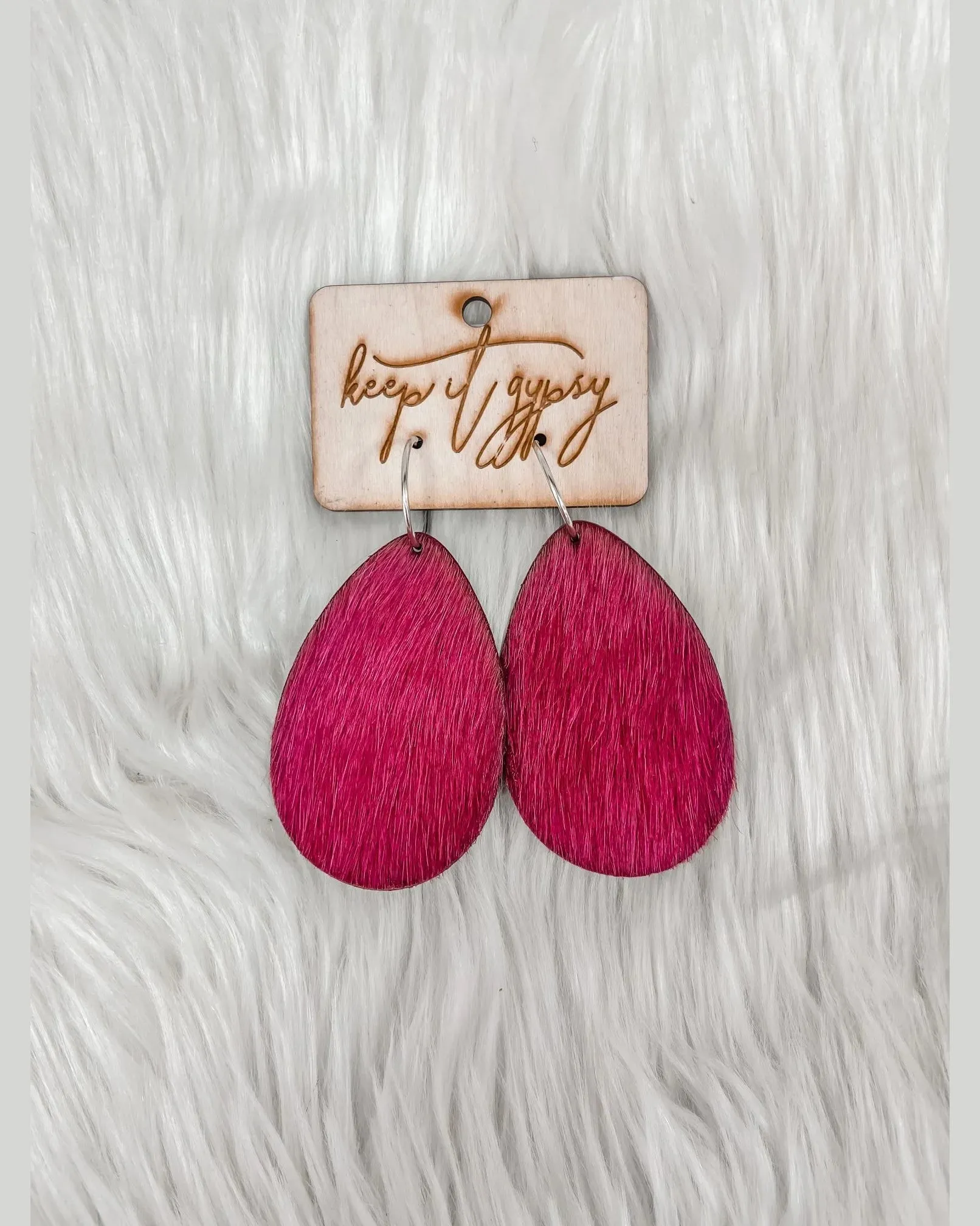 Cowhide Teardrop Earrings