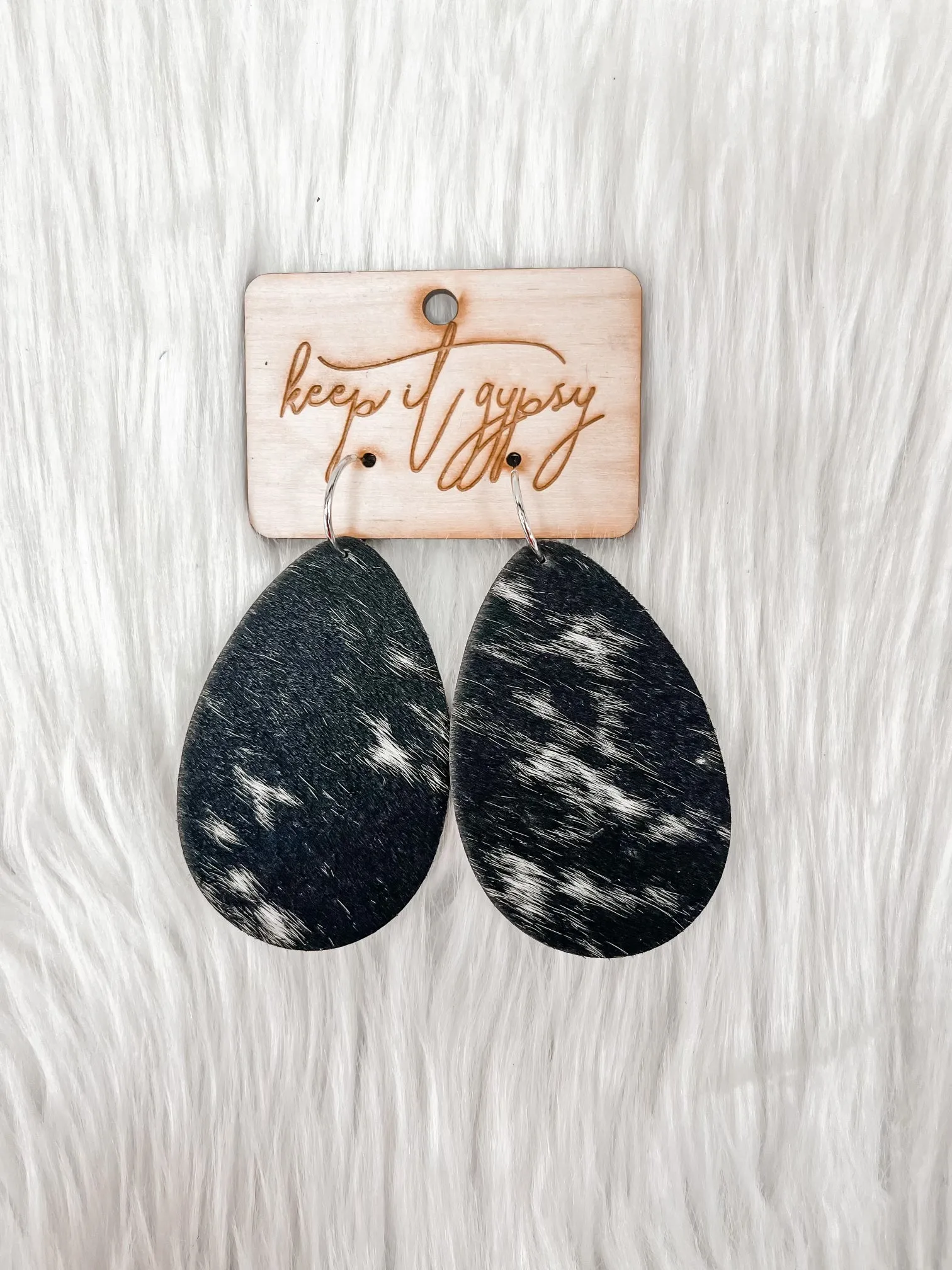 Cowhide Teardrop Earrings