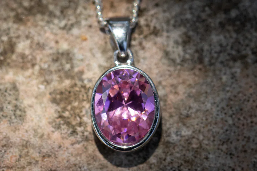 Crystal Drop Memorial Pendant - Multiple Birthstone Colors Available