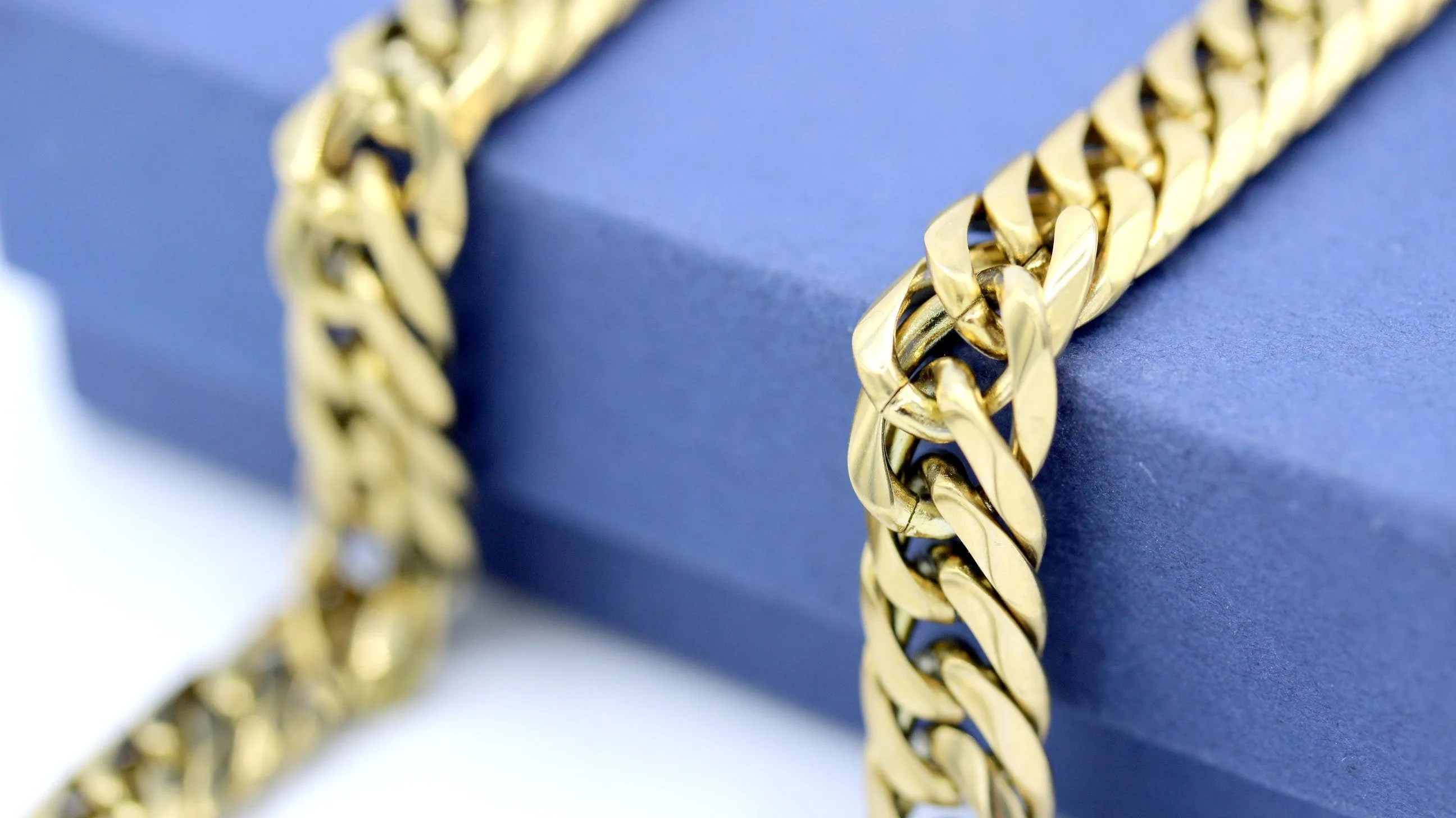 Cuban Link Necklace 18k Gold Plated Miami Stainless Steel Double Link Chain