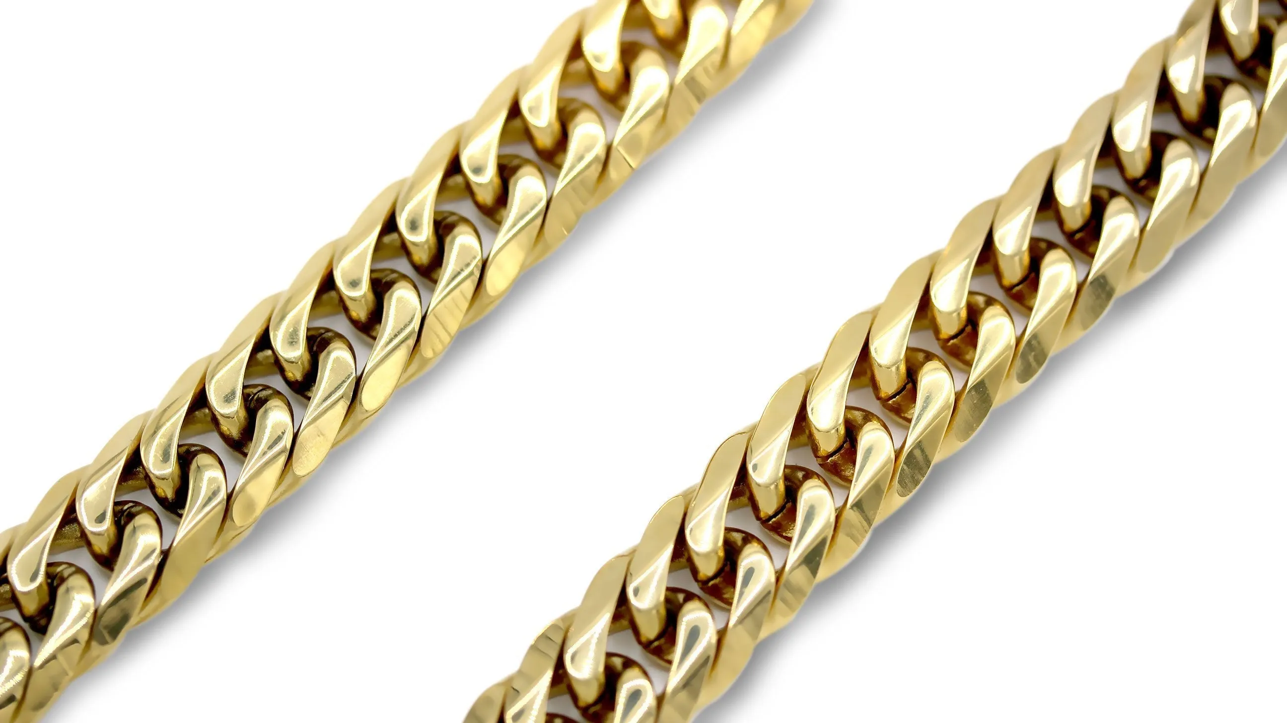 Cuban Link Necklace 18k Gold Plated Miami Stainless Steel Double Link Chain