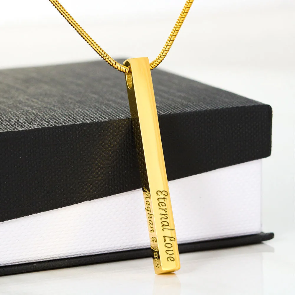 Custom 4 Sided Stick Bar Necklace -With Complete Me Message Card Gifts For Wife