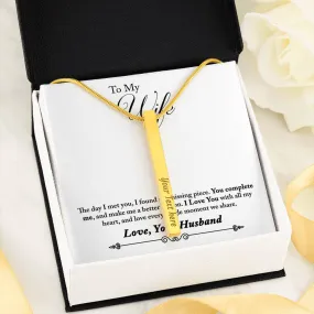 Custom 4 Sided Stick Bar Necklace -With Complete Me Message Card Gifts For Wife