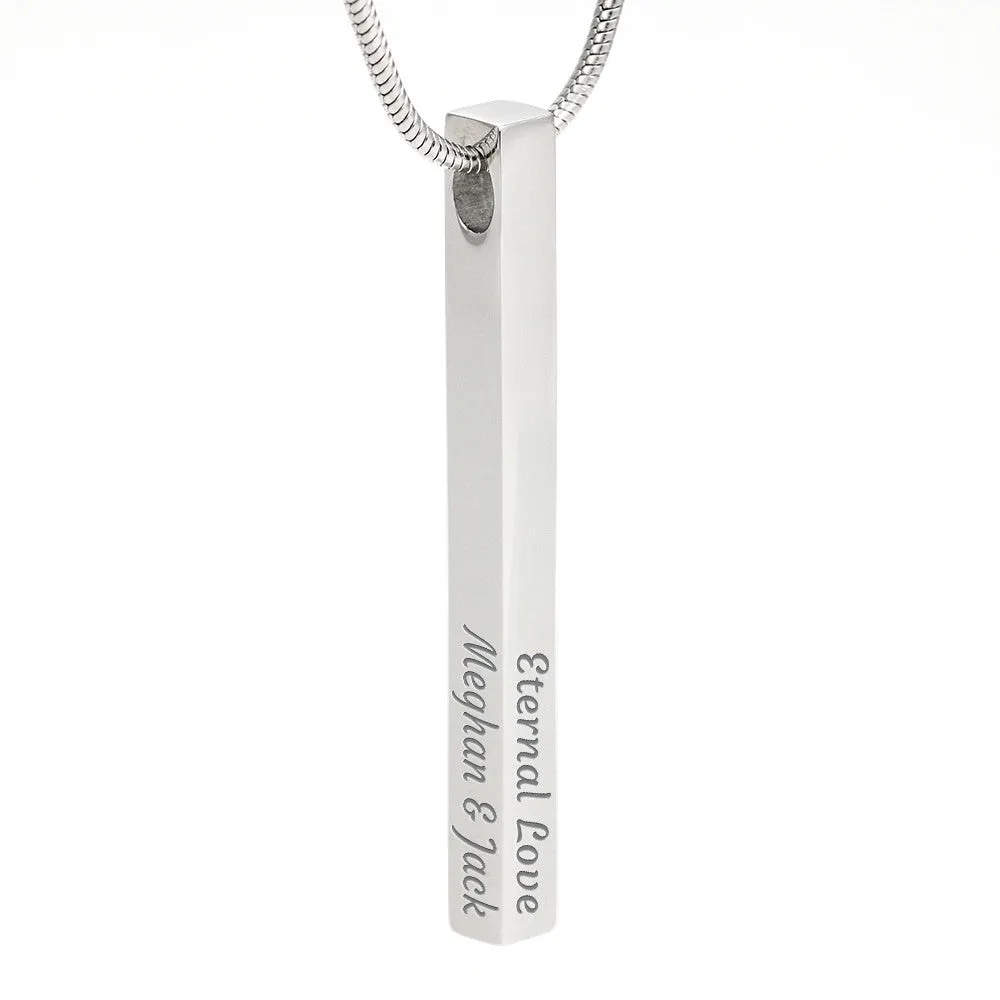 Custom 4 Sided Stick Bar Necklace -With Complete Me Message Card Gifts For Wife