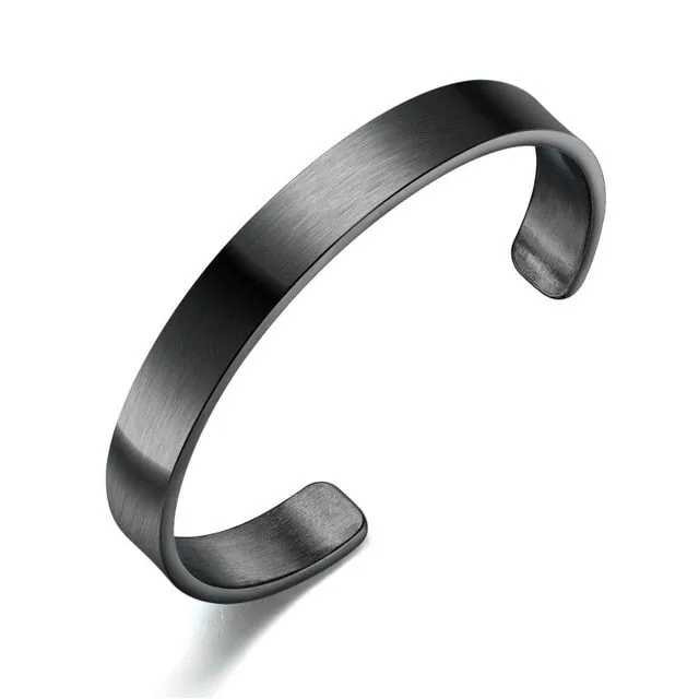 Custom Engrave Black or Silver Stainless Steel Fashion Bangle