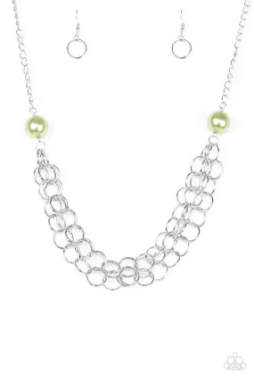 Daring Diva Green and Silver Necklace - Paparazzi Accessories