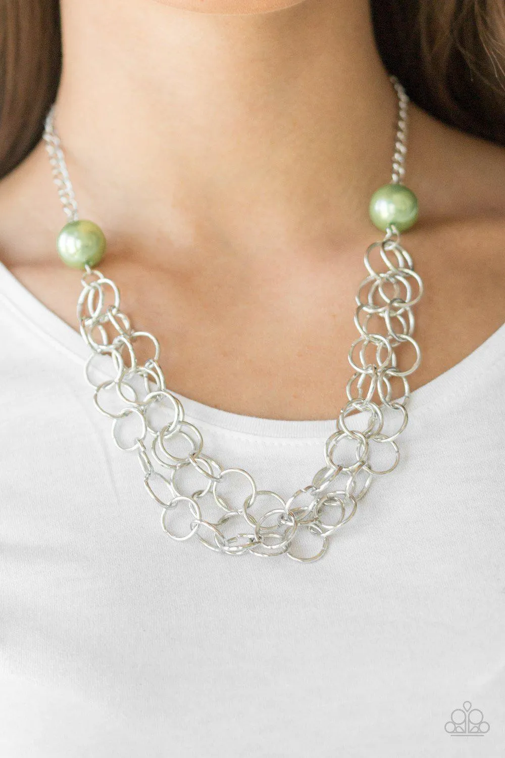 Daring Diva Green and Silver Necklace - Paparazzi Accessories