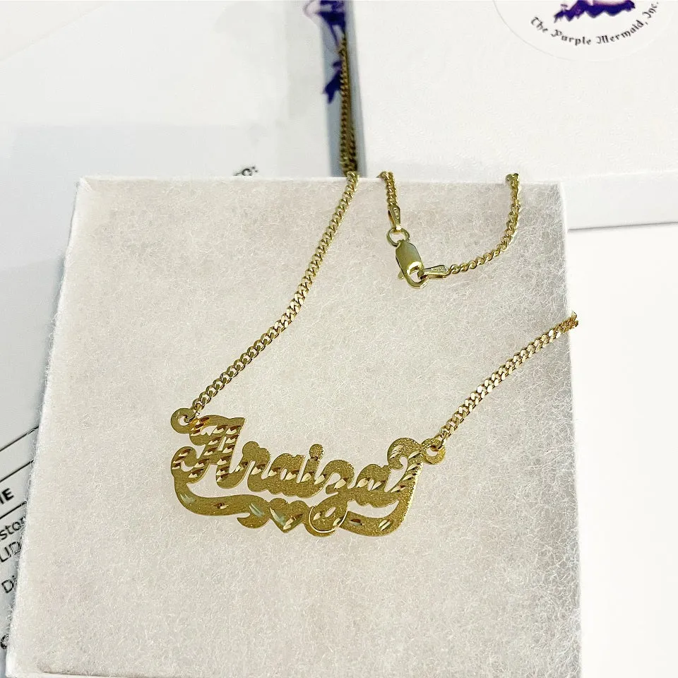 Diamond Cut Name Necklace on Cuban Chain