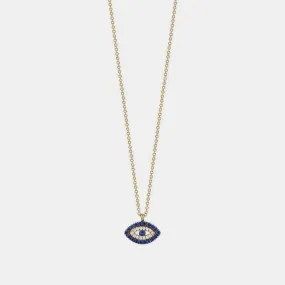 Diamond Evil Eye Sapphire Border Necklace