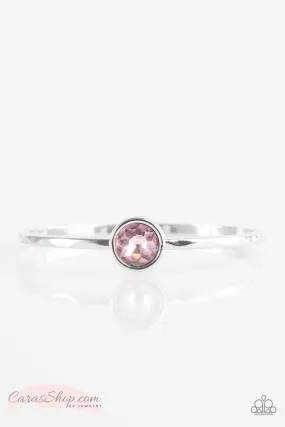 Diamonds For Breakfast Silver and Pink Gem Bangle Bracelet - Paparazzi Accessories