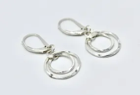 Double Circle Silver Dangle Earrings