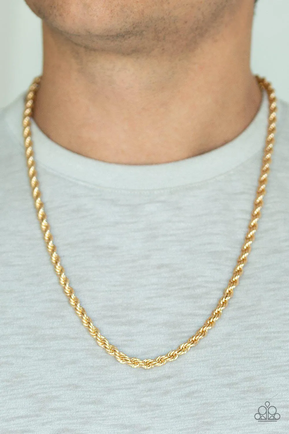 Double Dribble Men's Gold Chain Necklace - Paparazzi Accessories