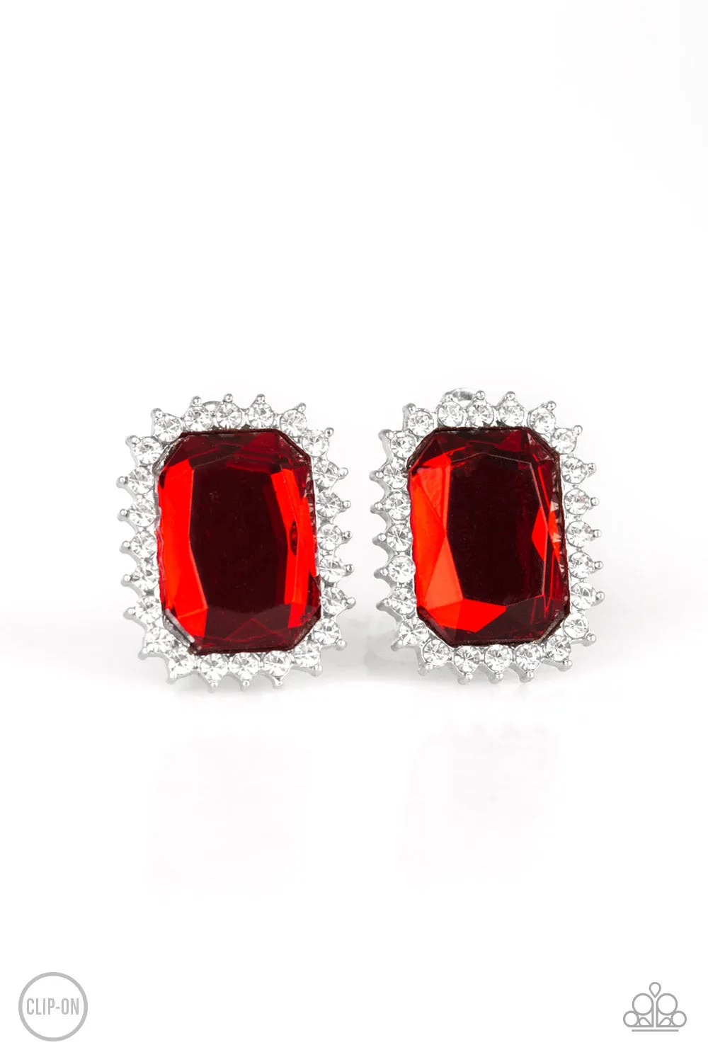 Downtown Dapper Red Clip-On-Earrings