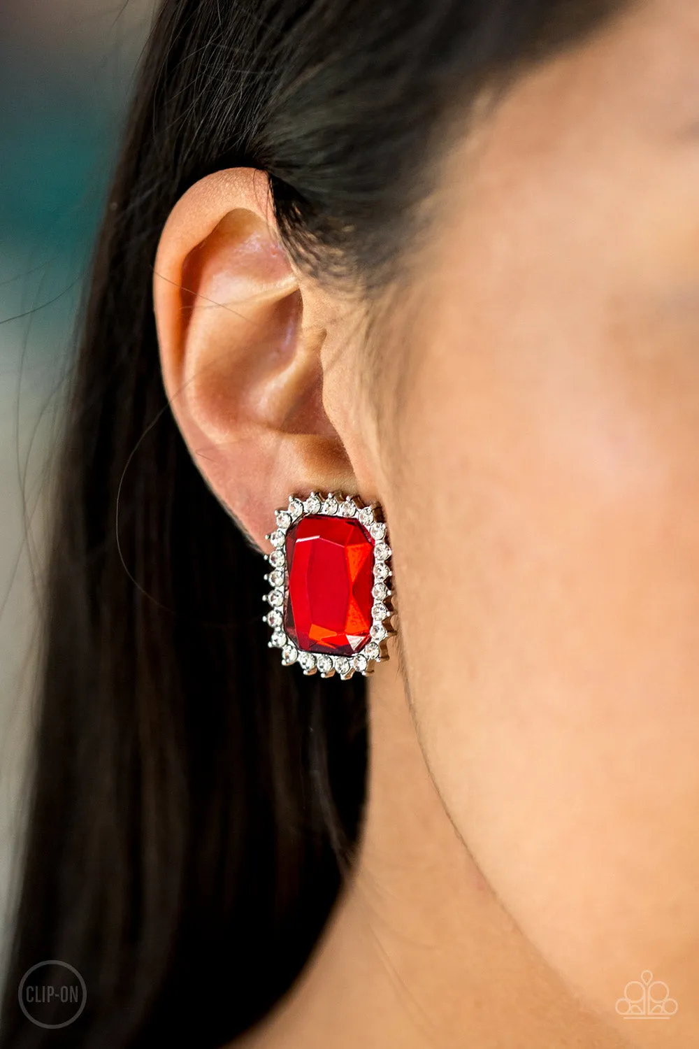 Downtown Dapper Red Clip-On-Earrings