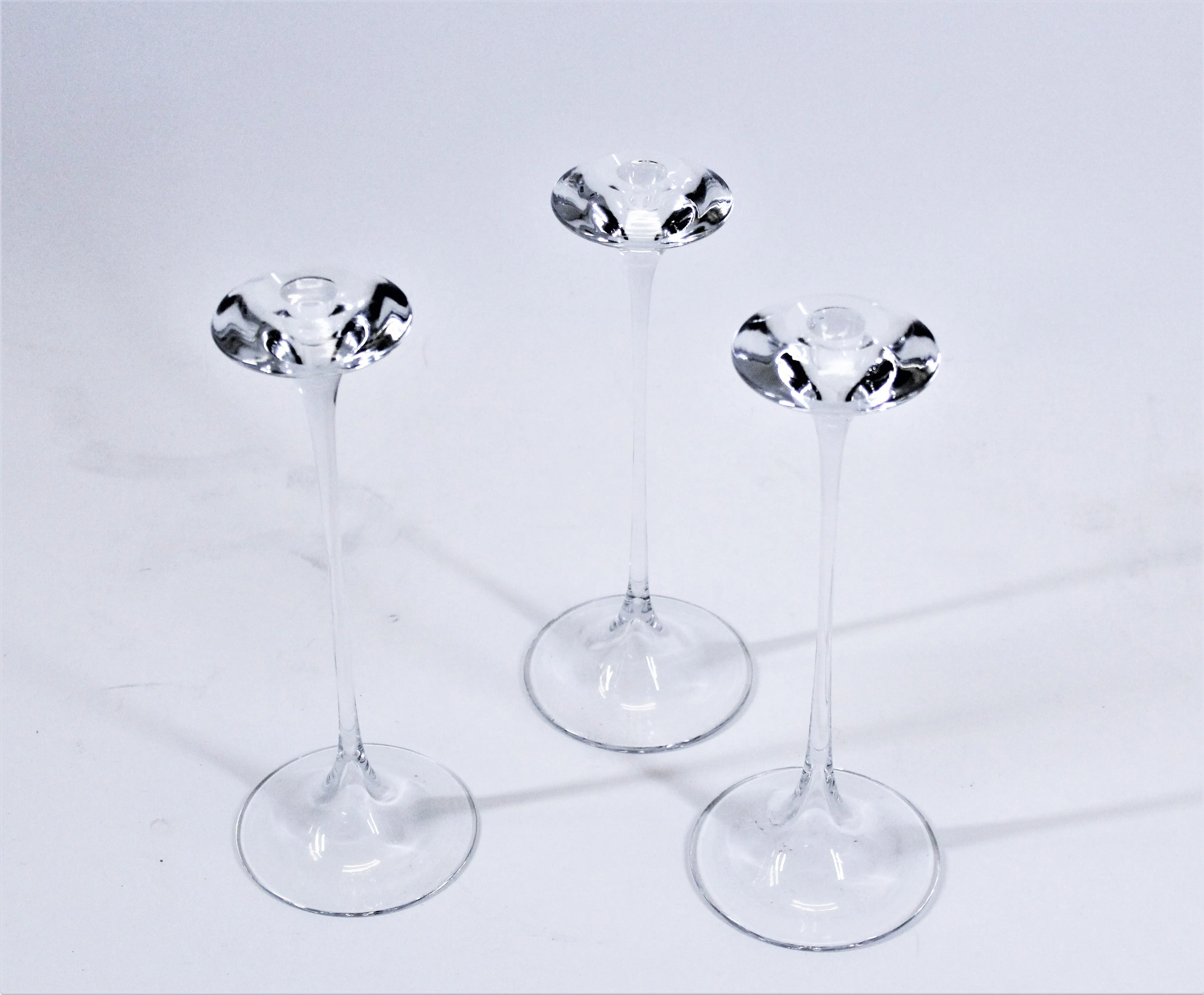 Engman for Kosta Boda Drop Glass Candlesticks, Set of 3