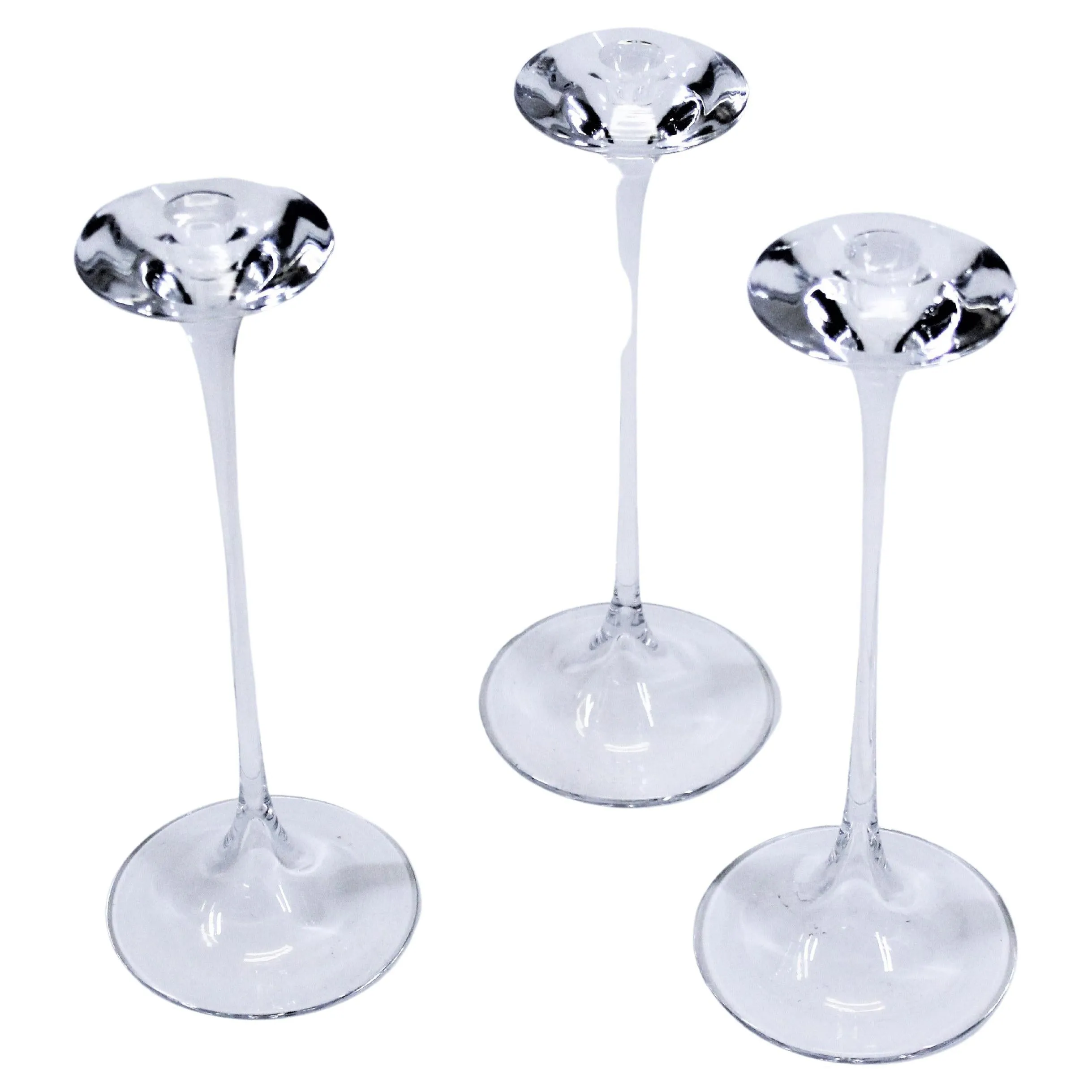 Engman for Kosta Boda Drop Glass Candlesticks, Set of 3