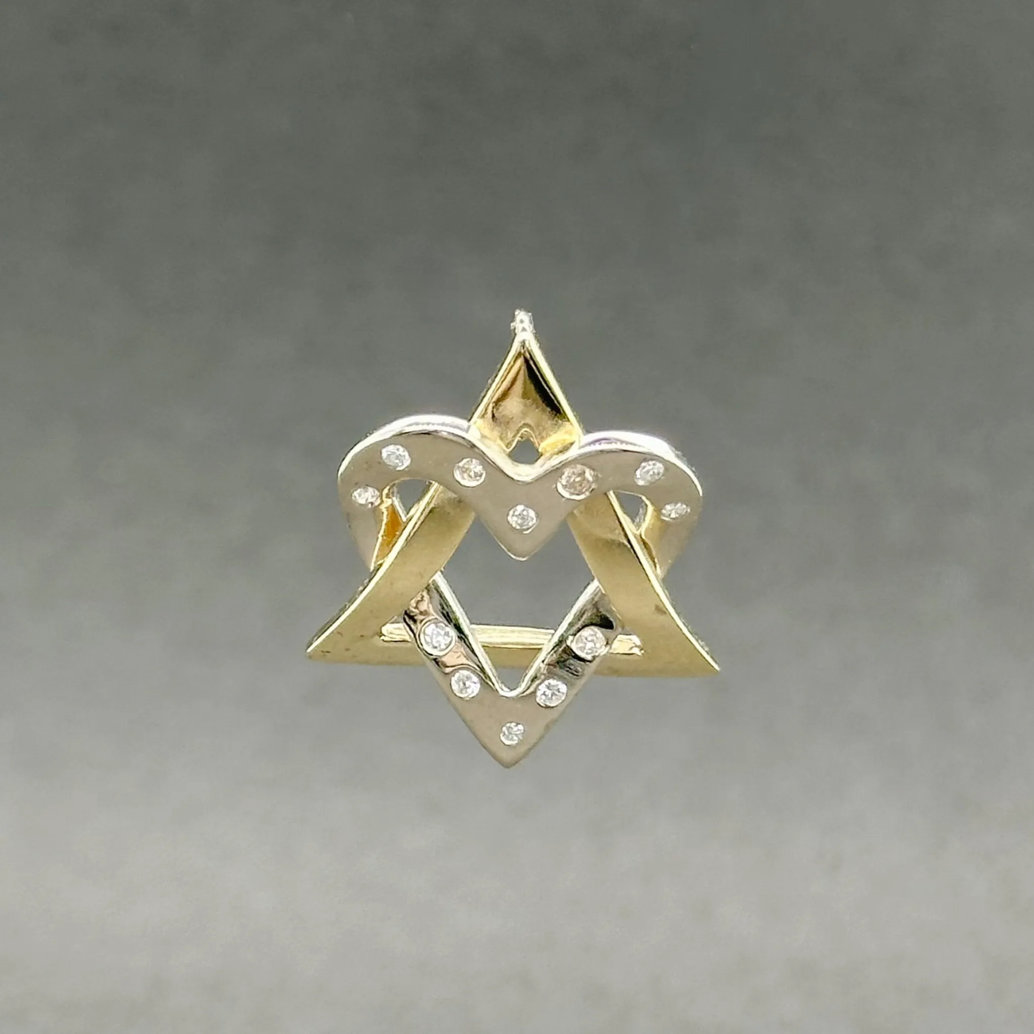 Estate 14K TT Gold 0.06ctw H-I/SI1-2 Diamond Heart Star of David Pendant