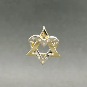 Estate 14K TT Gold 0.06ctw H-I/SI1-2 Diamond Heart Star of David Pendant