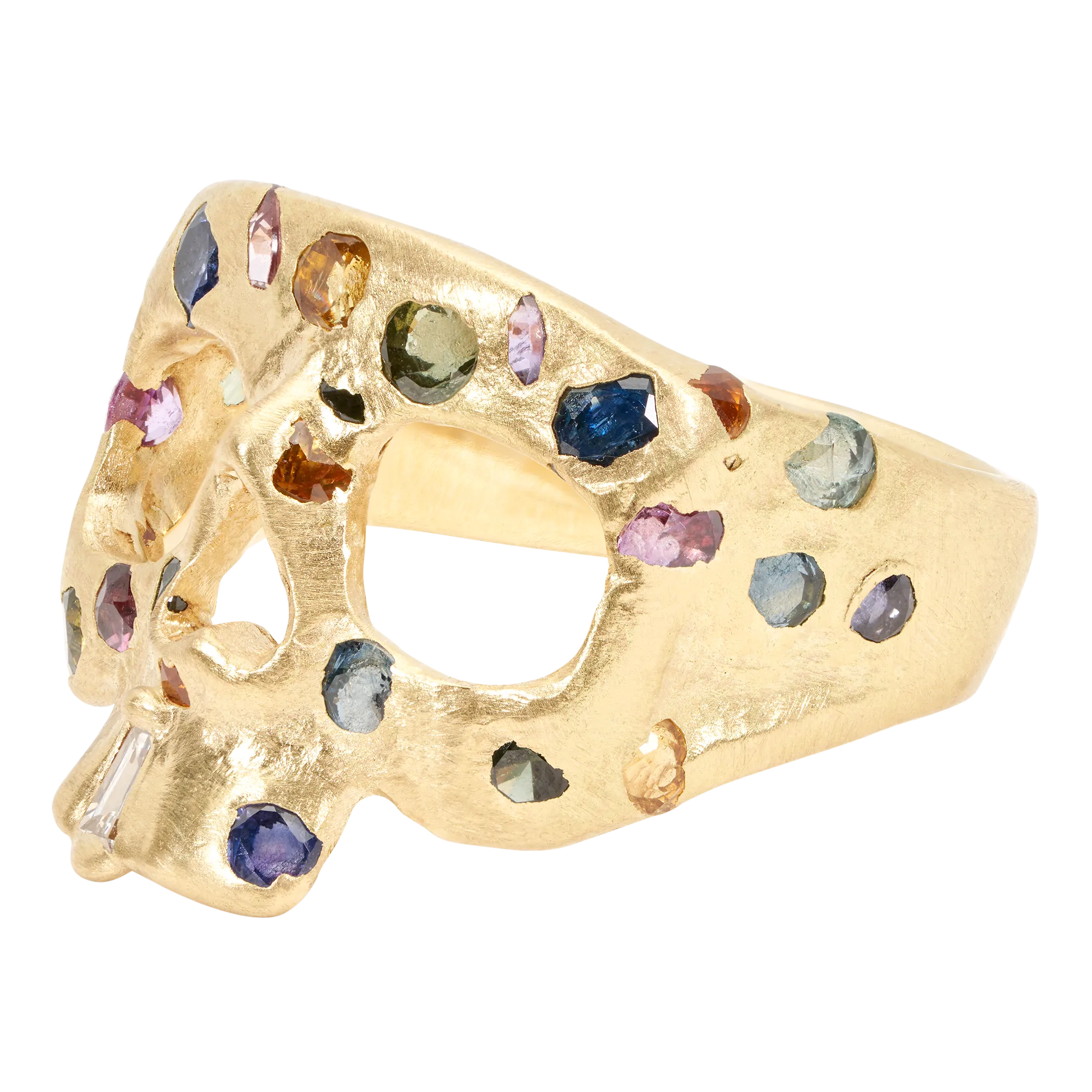 Skull Ring with Crushed Confetti Design - Size 4.5 - XS