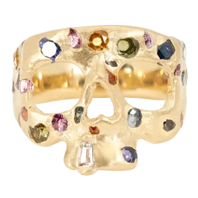 Skull Ring with Crushed Confetti Design - Size 4.5 - XS