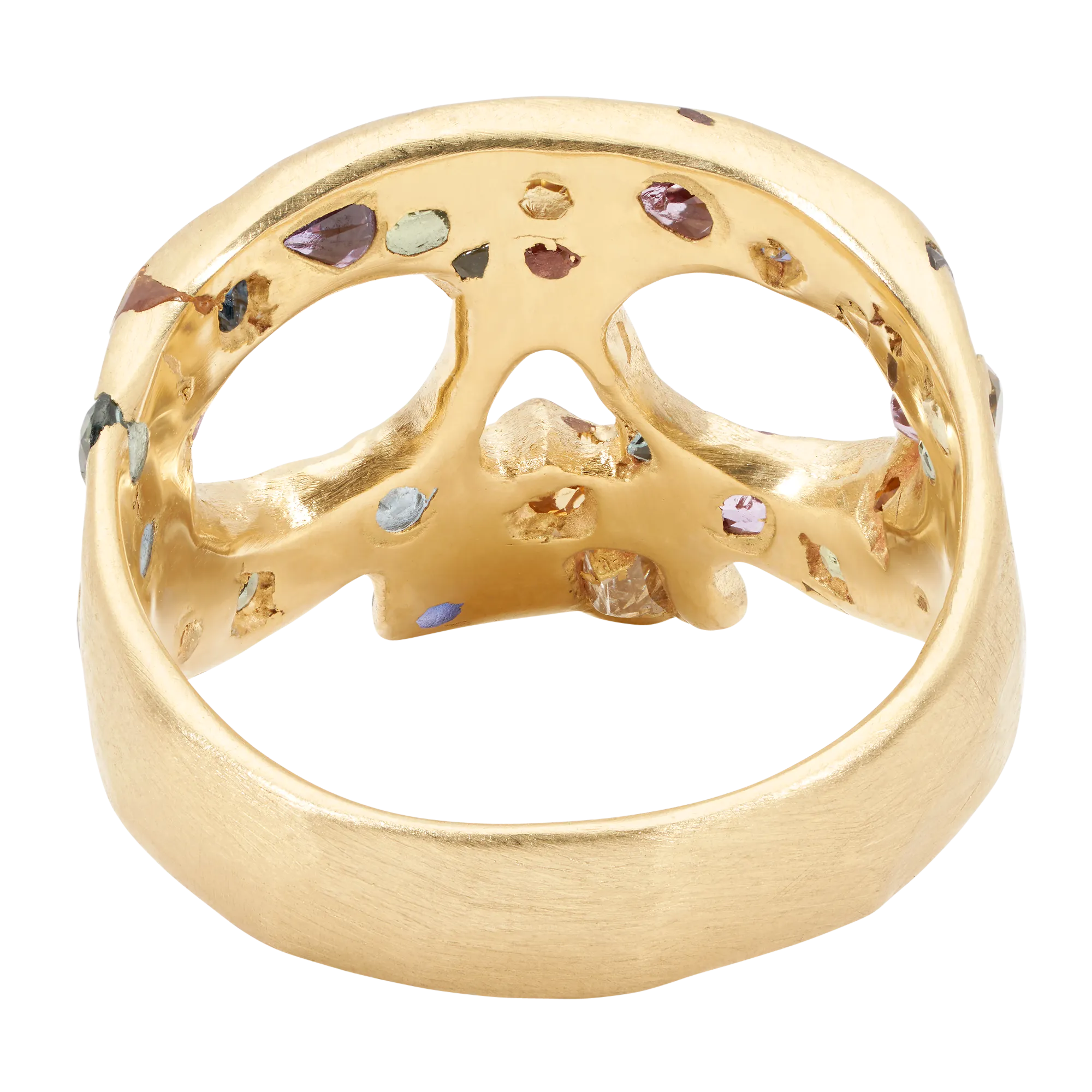 Skull Ring with Crushed Confetti Design - Size 4.5 - XS