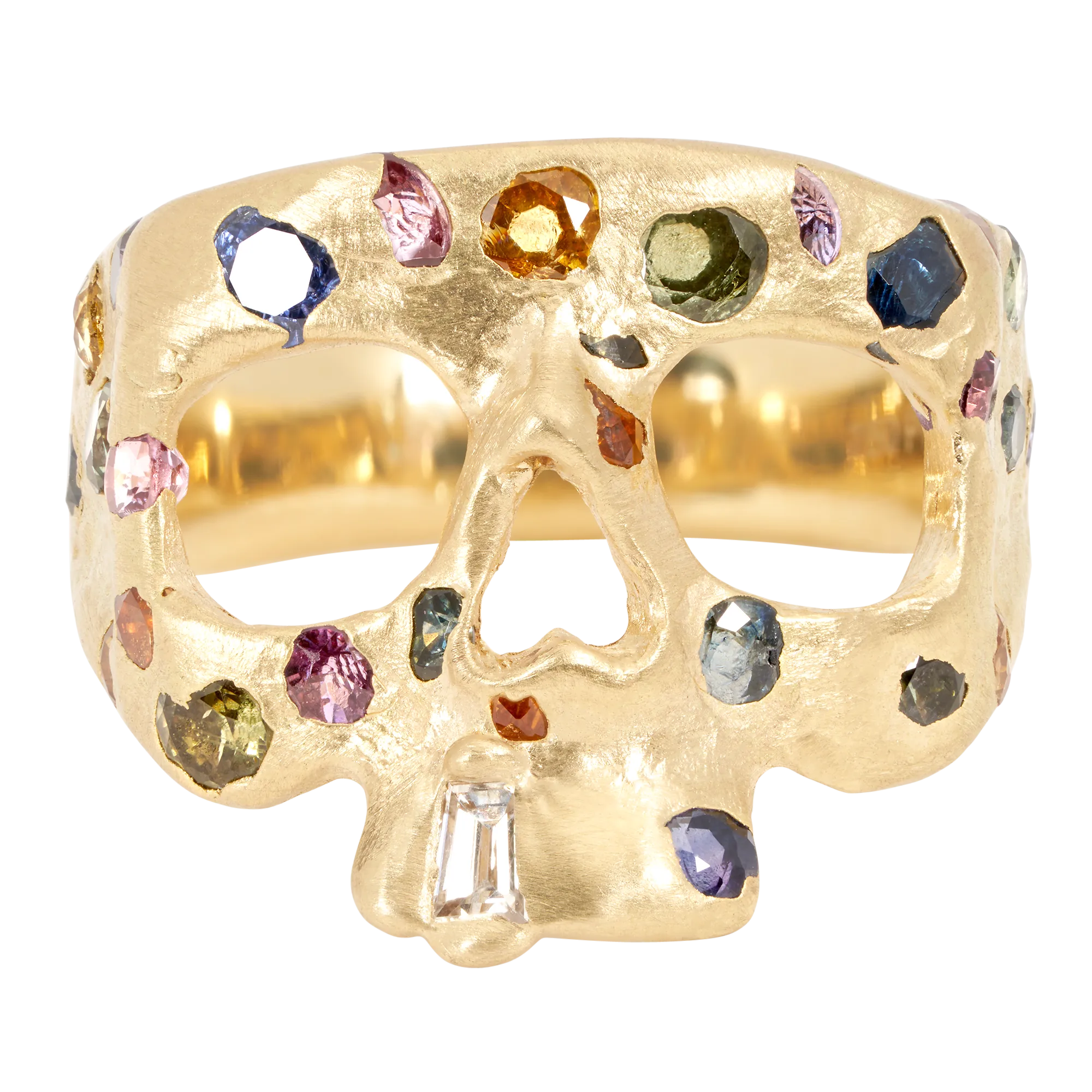 Skull Ring with Crushed Confetti Design - Size 4.5 - XS