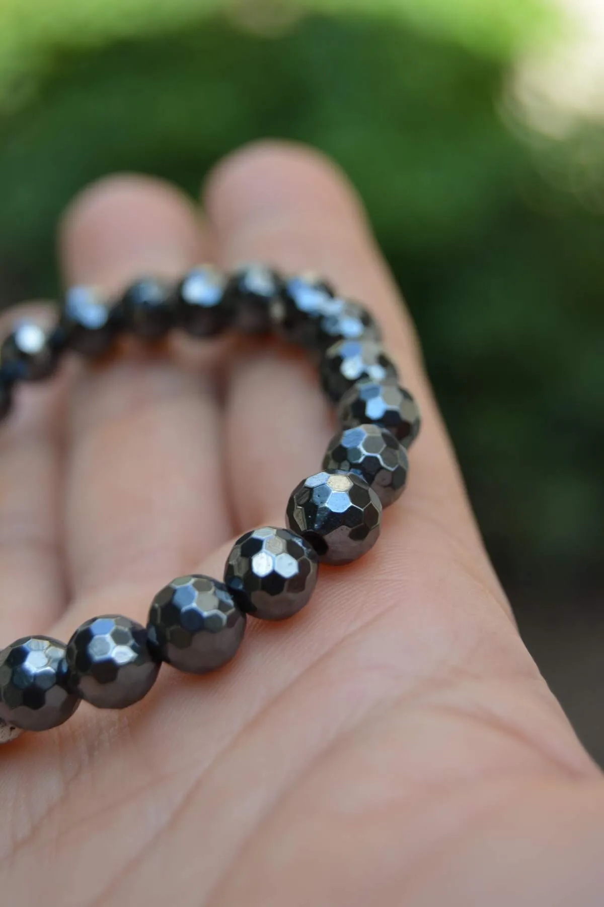 Facet Cut Hematite Gray Unisex Bracelet For Both Men and Women