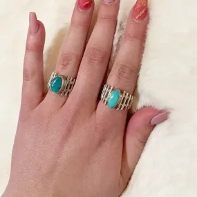 Fenced Turquoise Sterling Silver Ring