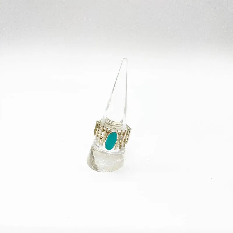 Fenced Turquoise Sterling Silver Ring