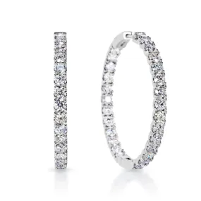 Finley 11 Carat Round Brilliant Cut Earth Mined Diamond Hoop Earrings in 14 Karat White Gold